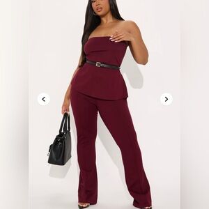 Elegant Burgundy Strapless Set